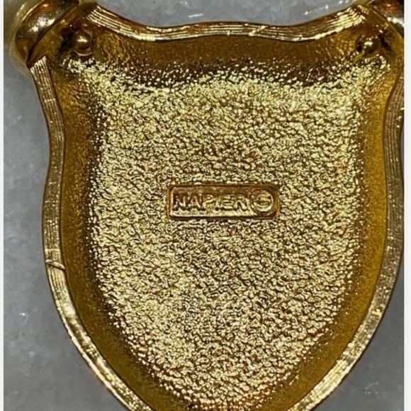 Napier Vintage Signed Faux Pearl & Rhinestones Pendant Necklace - Picture 5 of 6